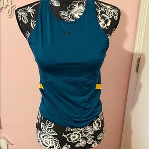 Under Armour Women's Teal and Yellow Tank Top LIKE NEW